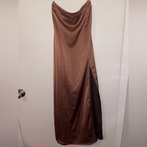 Taupe Silk Maxi Skirt Size Small Business Casual